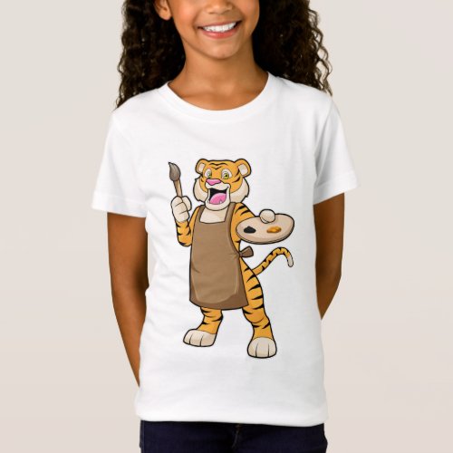 Tiger at Painting with Paint  Brush T_Shirt