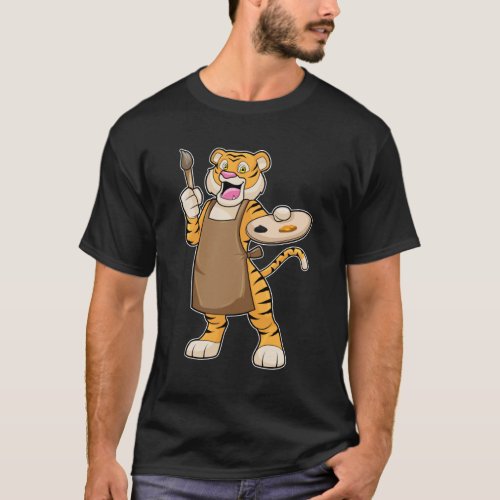 Tiger at Painting with Paint  Brush T_Shirt
