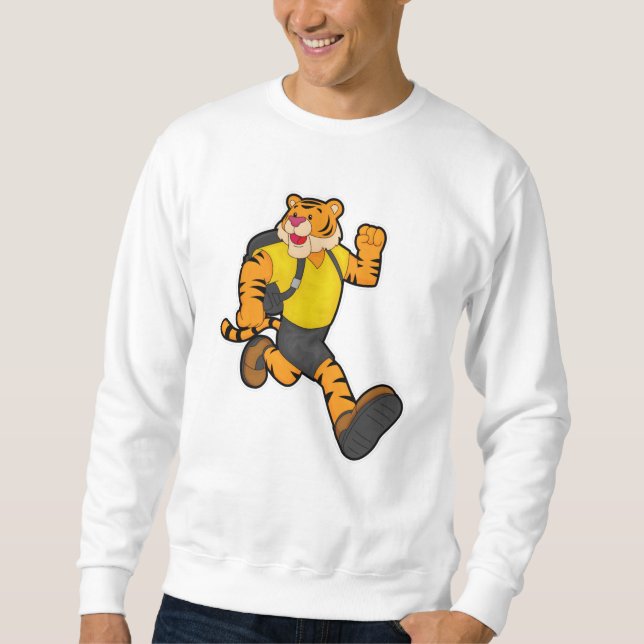 Tiger at Running with Backpack Sweatshirt (Front)
