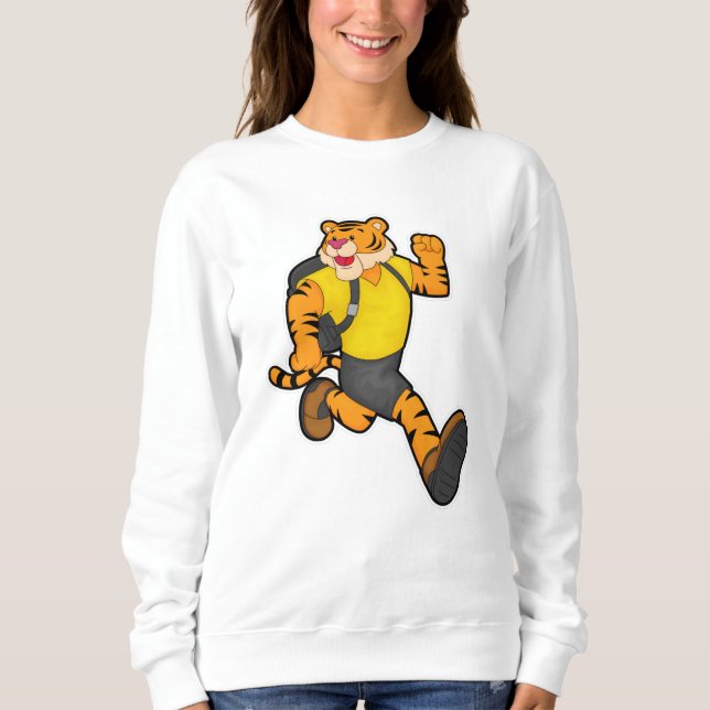 Tiger at Running with Backpack Sweatshirt (Front)