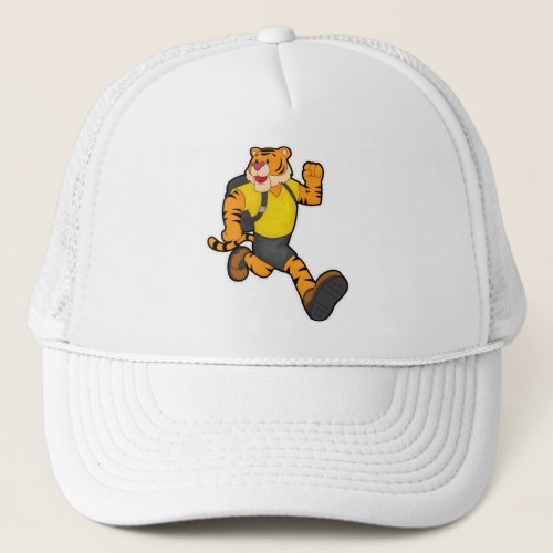 Tiger at Running with Backpack Trucker Hat