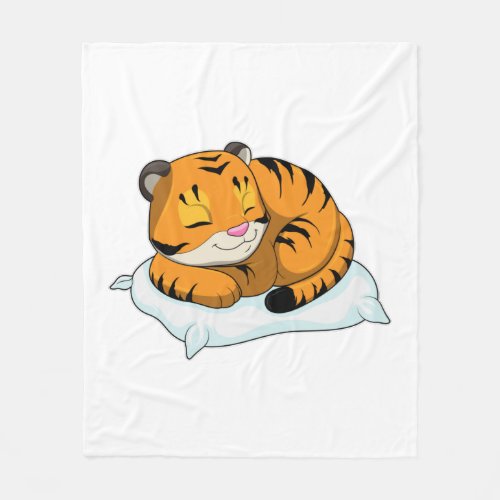 Tiger at Sleeping with Pillow Fleece Blanket