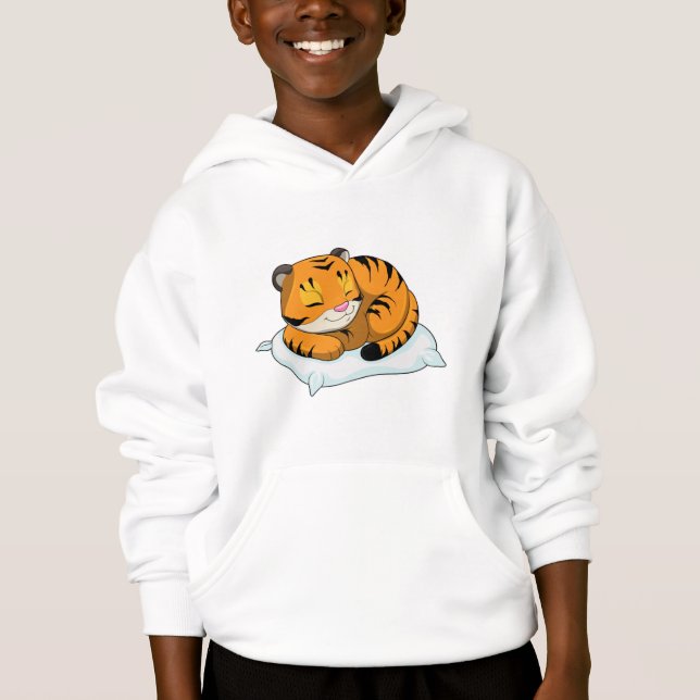 Tiger at Sleeping with Pillow Hoodie (Front)