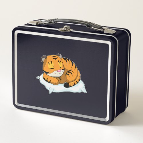 Tiger at Sleeping with Pillow Metal Lunch Box