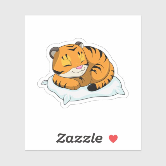 Tiger at Sleeping with Pillow Sticker (Sheet)