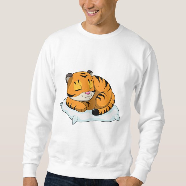Tiger at Sleeping with Pillow Sweatshirt (Front)