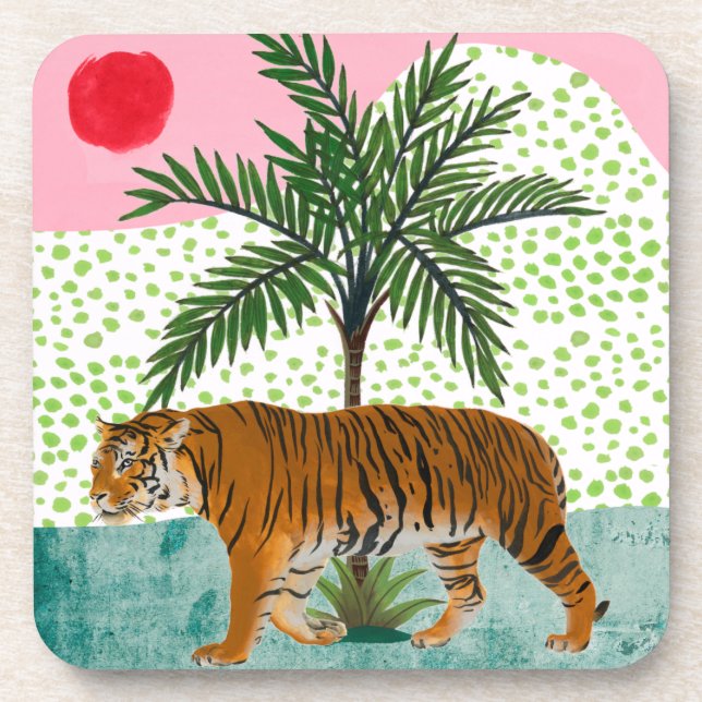 Tiger at Sunrise Beverage Coaster (Front)