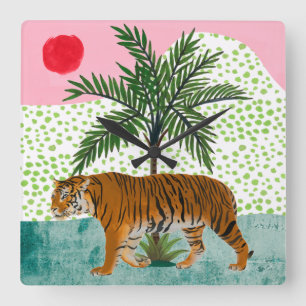 Tiger at Sunrise Square Wall Clock