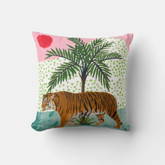 Tiger at Sunrise Throw Pillow (Front)