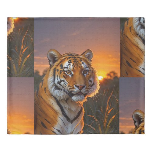 Tiger at Sunset Duvet Cover