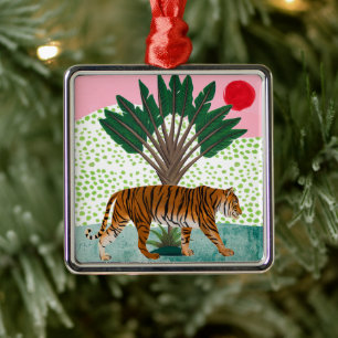 Tiger at Sunset Metal Ornament
