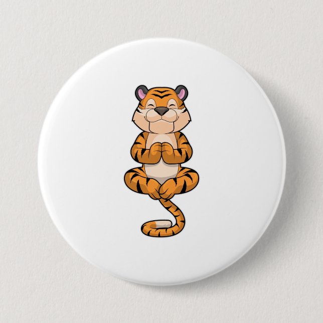 Tiger at Yoga Fitness Button (Front)