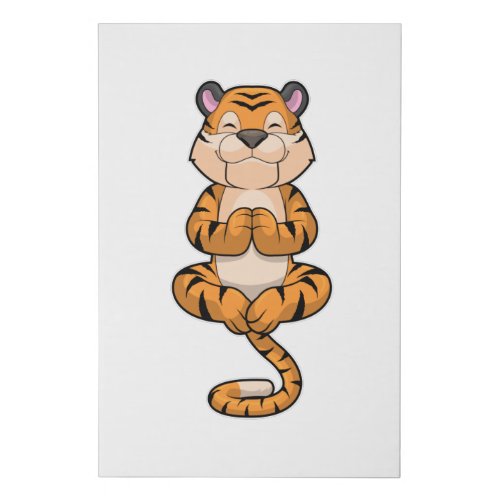 Tiger at Yoga Fitness Faux Canvas Print