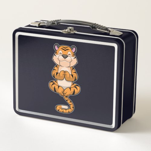 Tiger at Yoga Fitness Metal Lunch Box