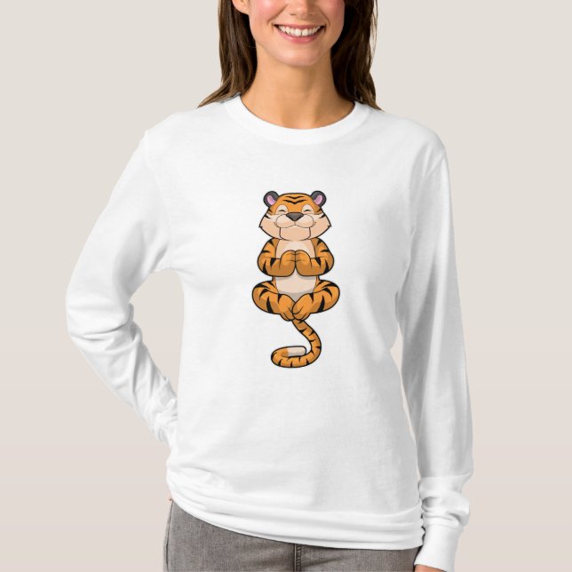 Tiger at Yoga Fitness T-Shirt (Front)