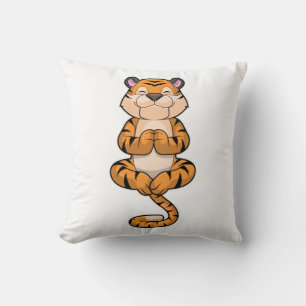Tiger at Yoga Fitness Throw Pillow