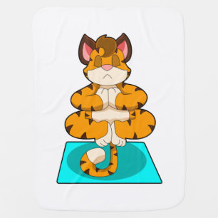 Tiger at Yoga on Yoga mat Baby Blanket