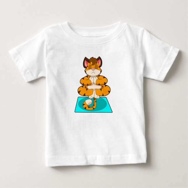 Tiger at Yoga on Yoga mat Baby T-Shirt (Front)