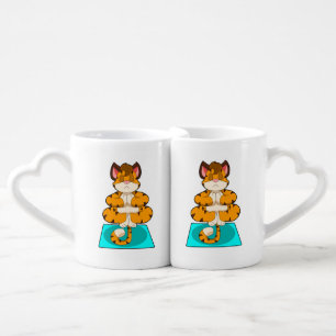 Tiger at Yoga on Yoga mat Coffee Mug Set