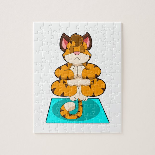 Tiger at Yoga on Yoga mat Jigsaw Puzzle (Vertical)