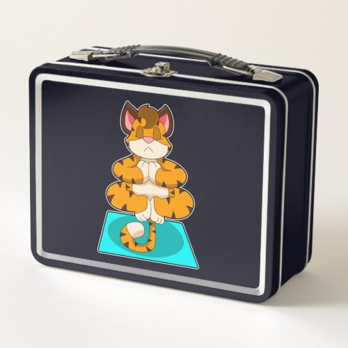 Tiger at Yoga on Yoga mat Metal Lunch Box