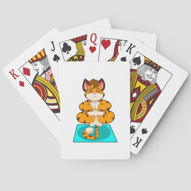 Tiger at Yoga on Yoga mat Poker Cards (Back)