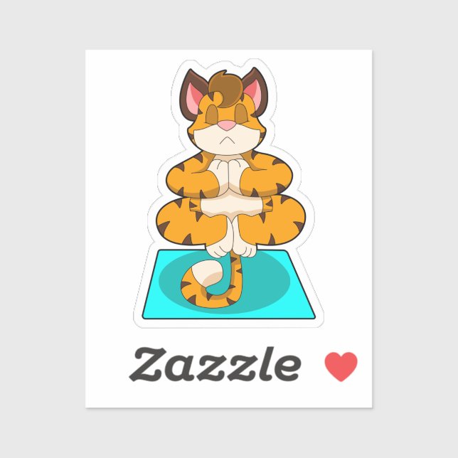 Tiger at Yoga on Yoga mat Sticker (Sheet)