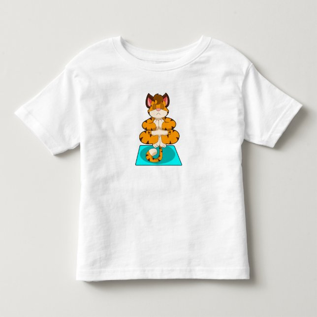 Tiger at Yoga on Yoga mat Toddler T-shirt (Front)