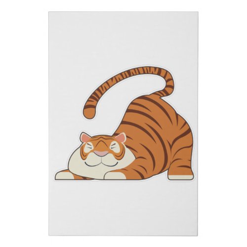 Tiger at Yoga Stretching Exercises Faux Canvas Print