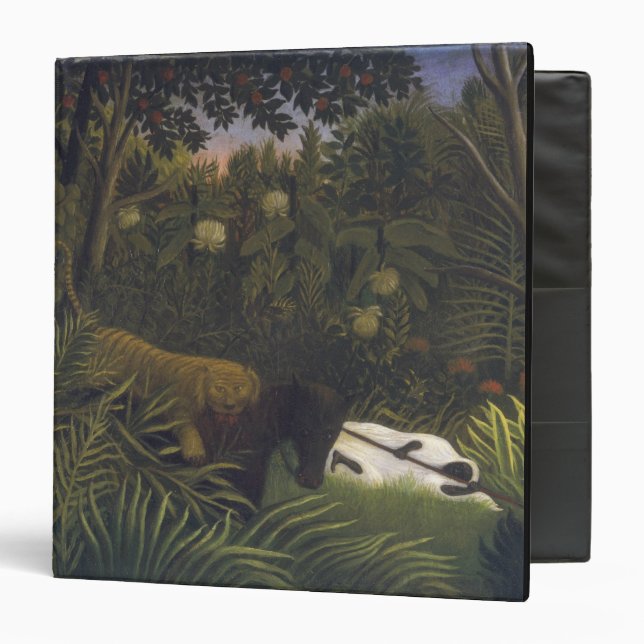 Tiger Attacking a Horse and a Sleeping Black Man ( 3 Ring Binder (Front/Inside)