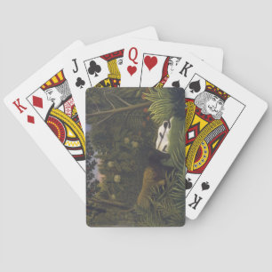 Tiger Attacking a Horse and a Sleeping Black Man ( Poker Cards