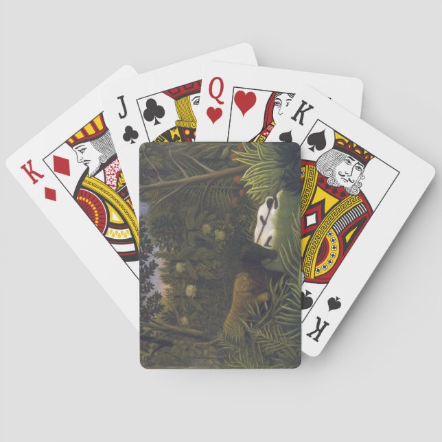 Tiger Attacking a Horse and a Sleeping Black Man ( Poker Cards (Back)