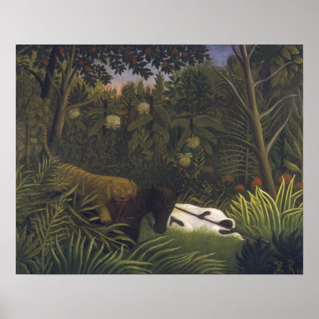Tiger Attacking a Horse and a Sleeping Black Man ( Poster (Front)