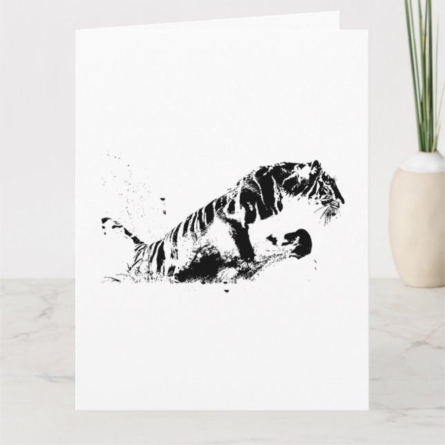 Tiger Attacking Letterpress Thank You Card (Front)