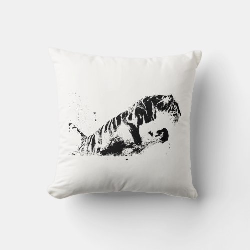 Tiger Attacking Throw Pillow