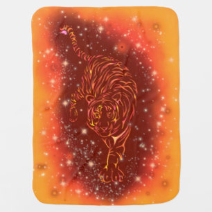 Tiger Baby Blanket In Galaxy Starry Night