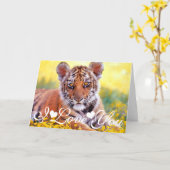Tiger Baby Cub I Love You Card (Yellow Flower)