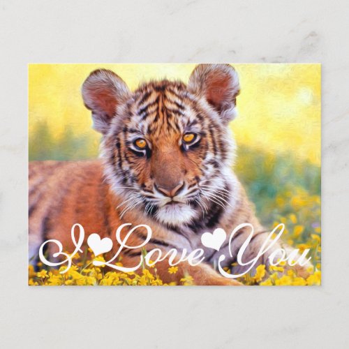 Tiger Baby Cub I Love You Postcard