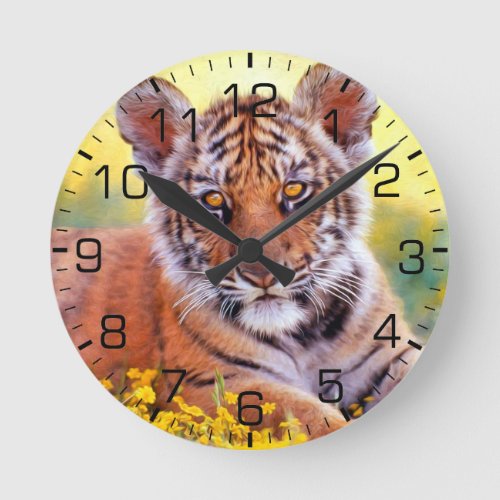 Tiger Baby Cub Round Clock