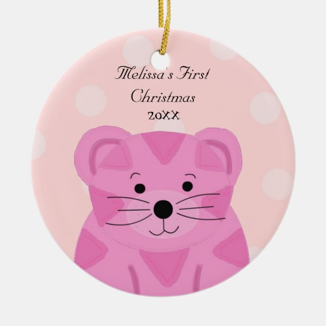Tiger Baby First Christmas Ceramic Ornament (Front)