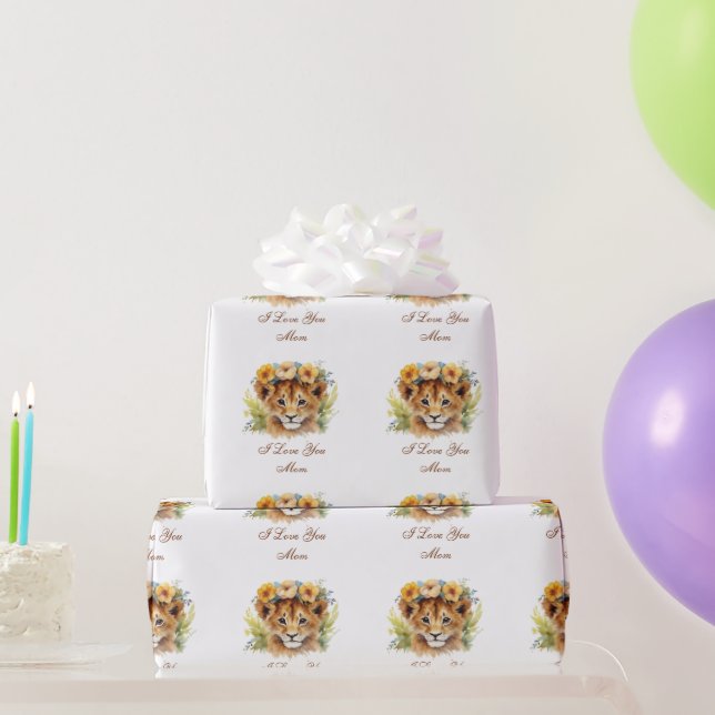 Tiger Baby I Love You Mom Wrapping Paper (Party Gifts)