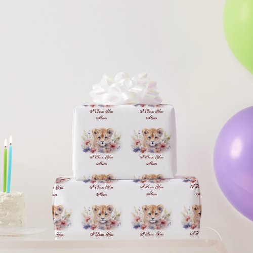 Tiger Baby I Love You Mom Wrapping Paper