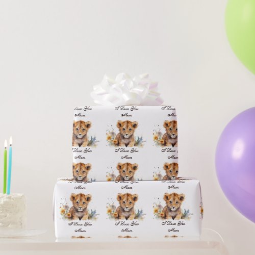 Tiger Baby I Love You Mom Wrapping Paper