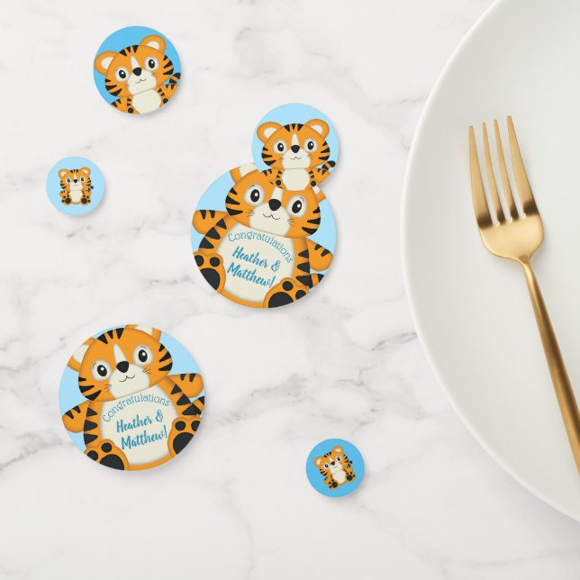 Tiger Baby Shower Blue Confetti (Group)