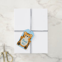 Tiger Baby Shower Blue Gift Tags