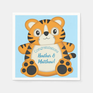Tiger Baby Shower Blue Napkins