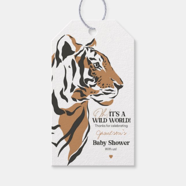 tiger baby shower favor gift tag (Front)