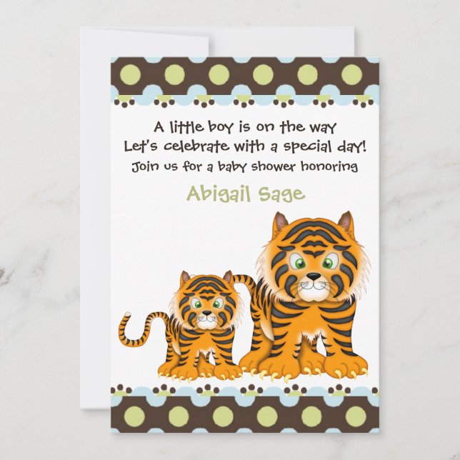 Tiger Baby Shower Invitation for Boys (Front)