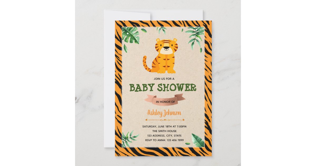 Tiger baby shower party invitation Zazzle