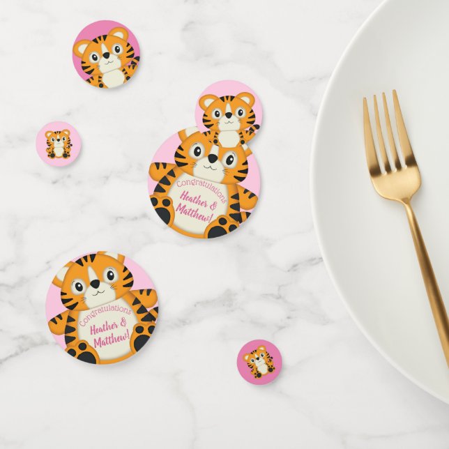 Tiger Baby Shower Pink Confetti (Group)